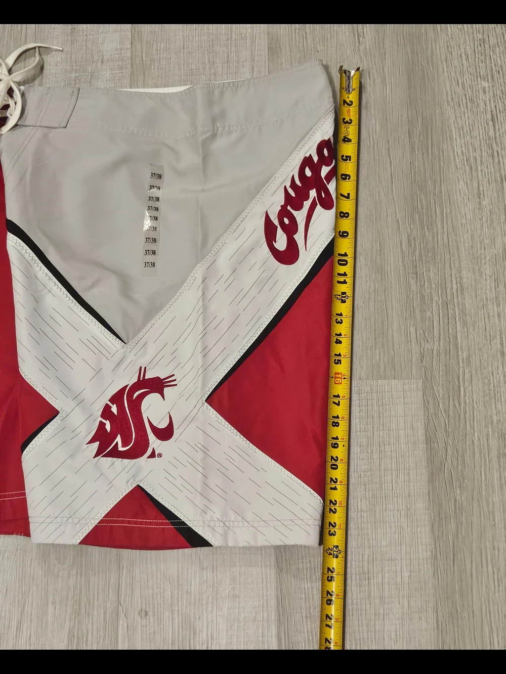 WSU Cougars Men’s 2XL Boardshorts – Red White Gray Campus Drive